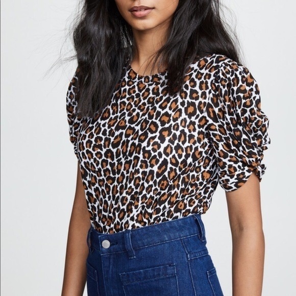 ALC Animal Print Cheetah Leopard Puff Sleeve - Picture 1 of 8